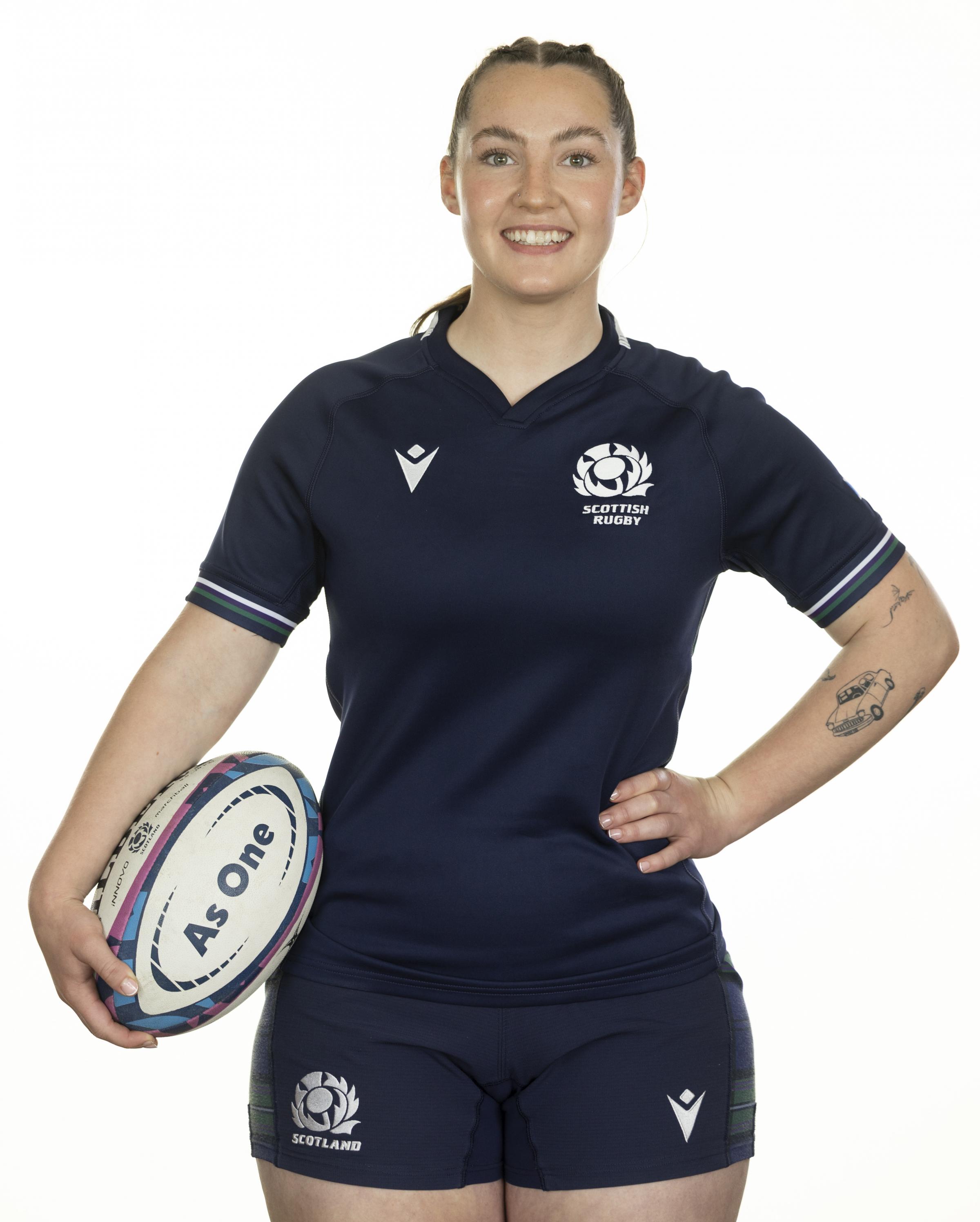 EDINBURGH, SCOTLAND - JUNE 01: Poppy Fletcher during a Scotland Womens Rugby U20 headshots Session at Peffermill, on June 01, 2024, in Edinburgh, Scotland. (Photo by Ross MacDonald / SNS Group).