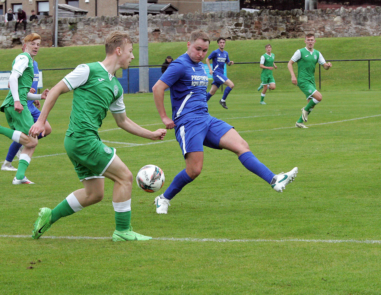 Preston Athletic (blue) were winners against Hibernian in the Craig Innes testimonial match