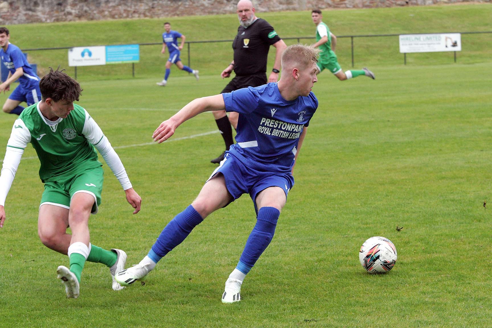 Preston Athletic (blue) were winners against Hibernian in the Craig Innes testimonial match